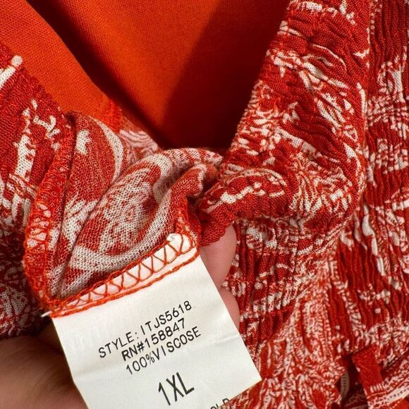 Wild Jasmine Red Tie Back Paisley Henna Print Pants Romper XL NWT - Picture 6 of 6